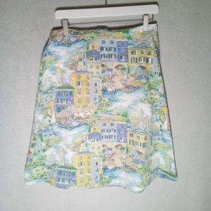 Vintage Chadwick’s  Seaside French Riviera  Print Skirt, Size  14